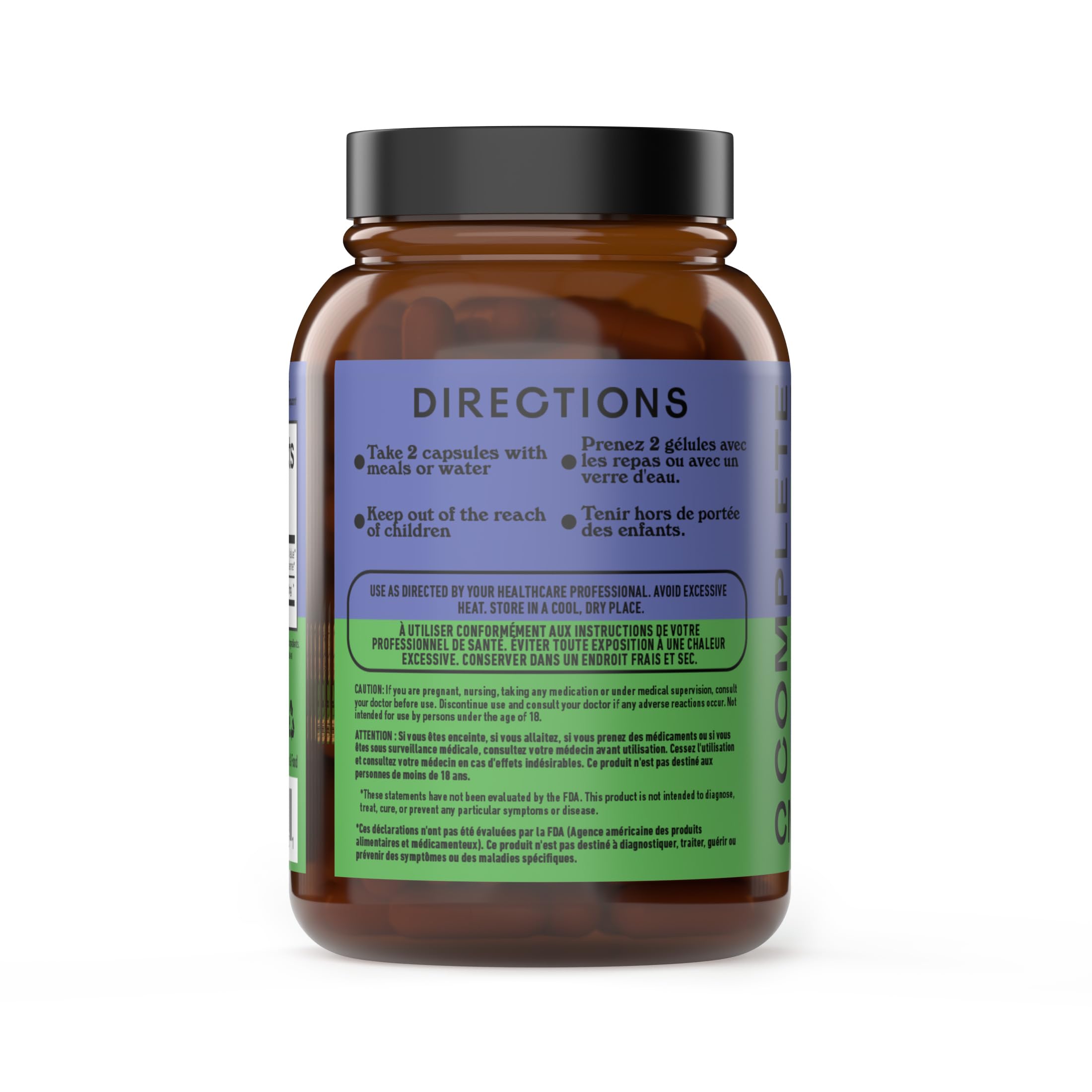 Complete Natural Products Ashwagandha Capsules 500mg bottle side view