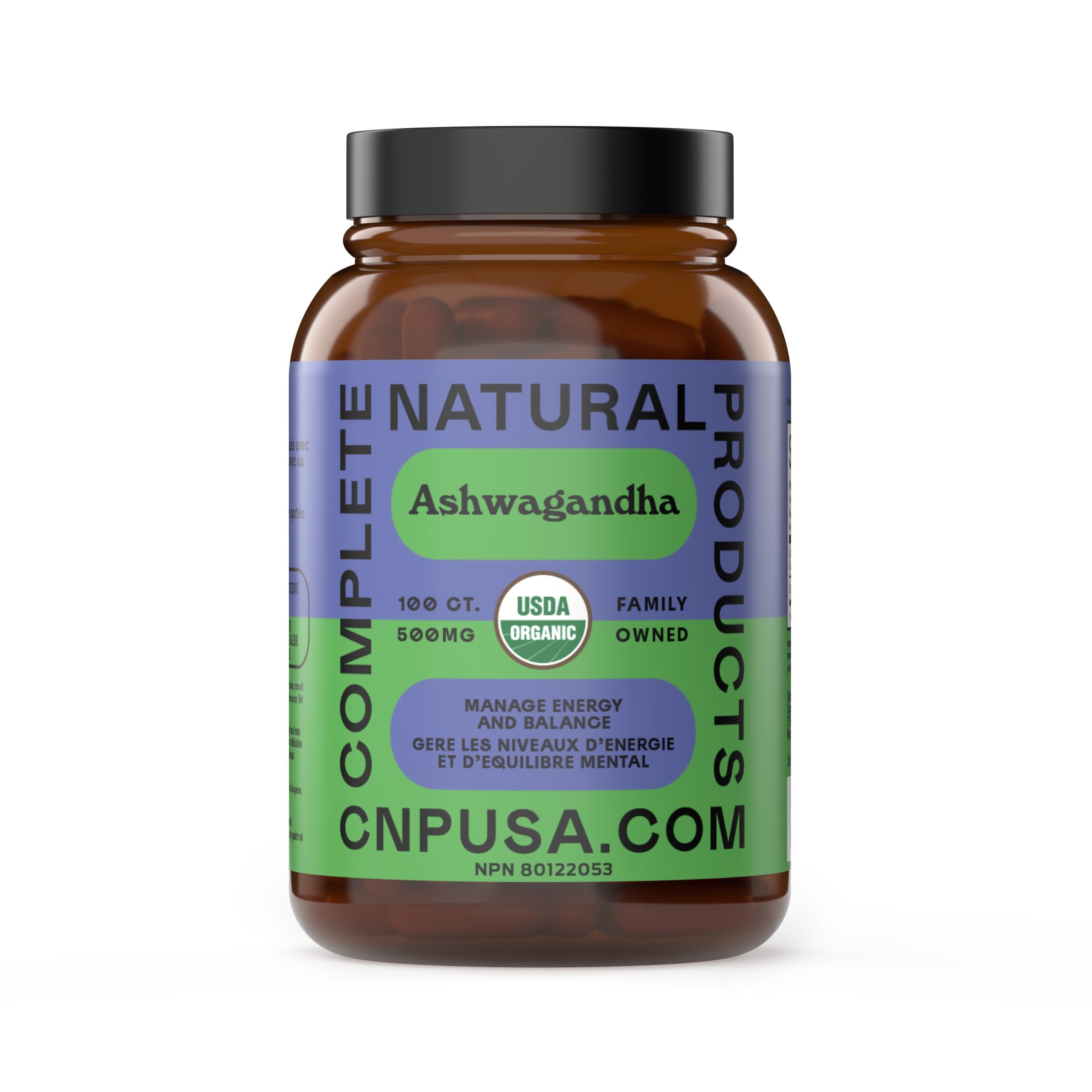 Complete Natural Products Ashwagandha Capsules 500mg front view