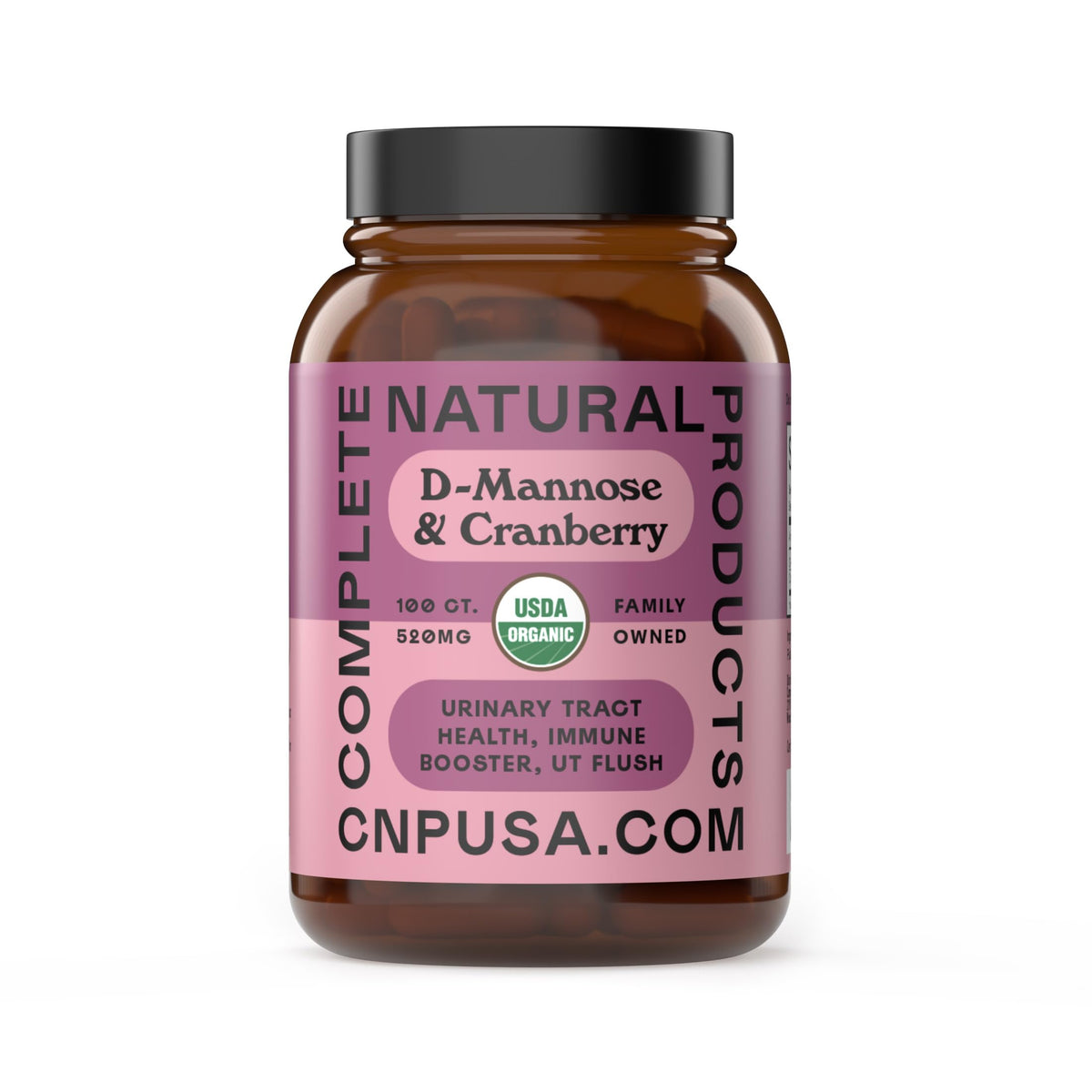 Complete Natural Products Cranberry D-Mannose Capsules 100 count front view