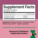 Complete Natural Products Cranberry D-Mannose Capsules opened bottle
