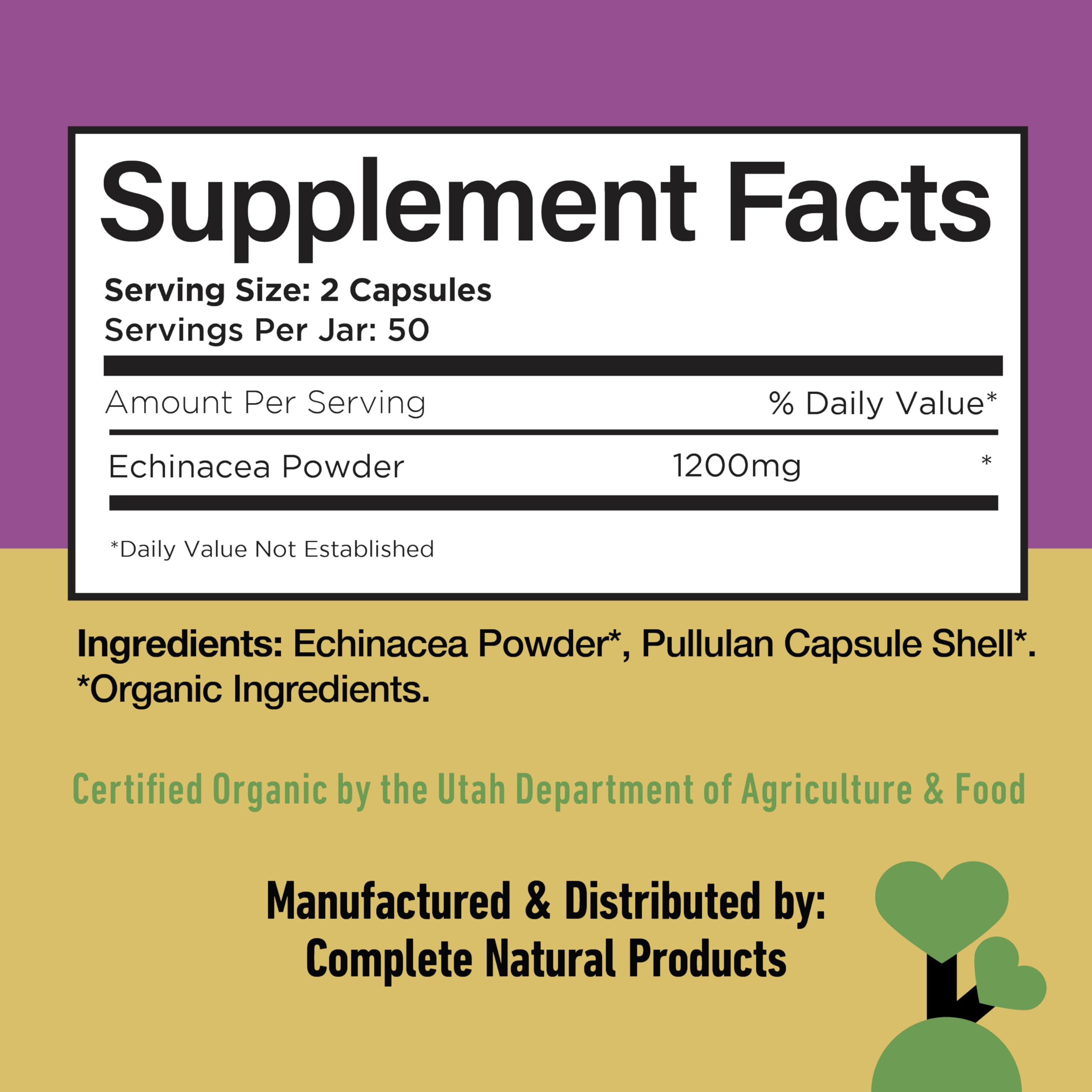 Complete Natural Products Echinacea Capsules with measuring spoon
