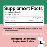 Complete Natural Products Hibiscus Capsules label details