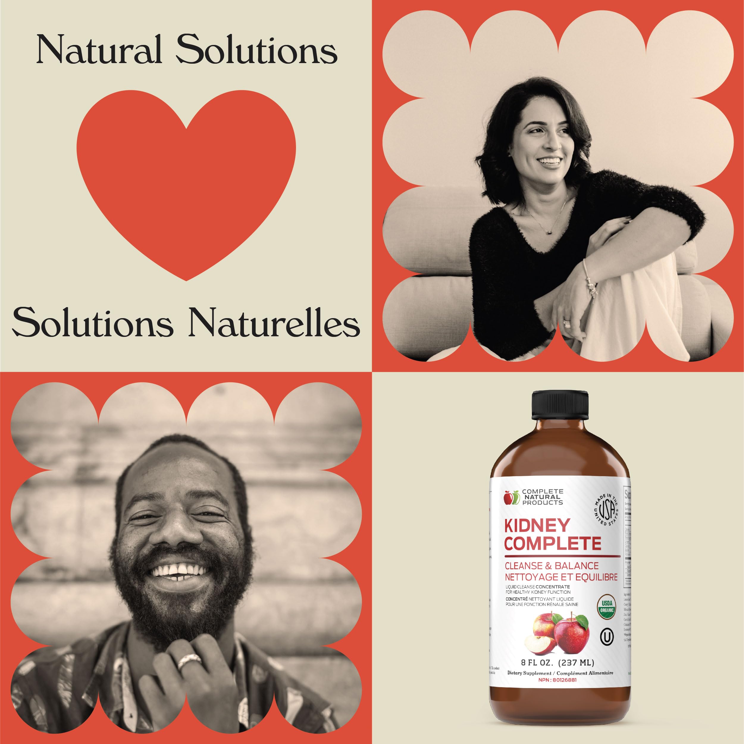 Complete Natural Products Kidney Cleanse Liquid Supplement with ingredients displayed