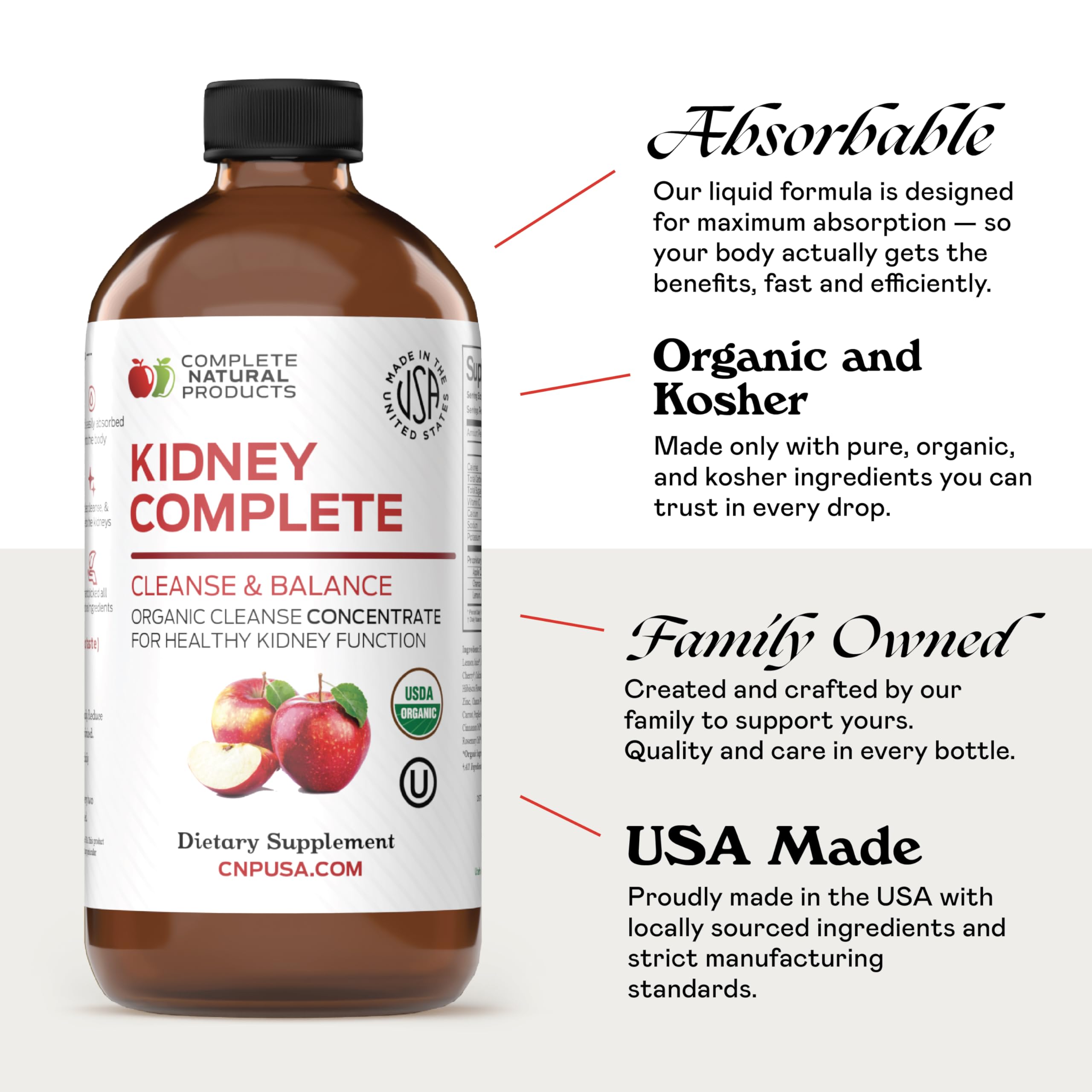 Complete Natural Products Kidney Cleanse Supplement liquid ingredients close-up