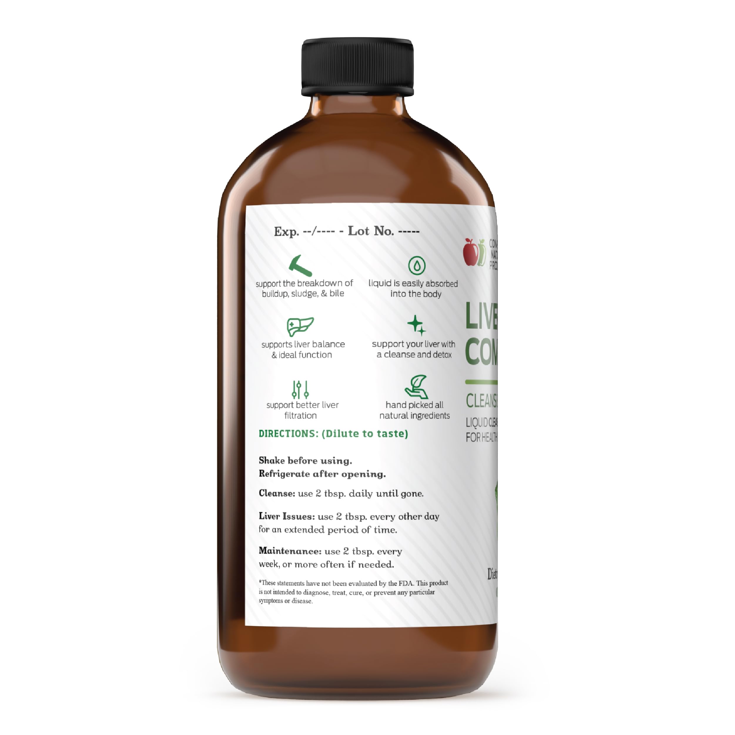 Complete Natural Products Liver Support Liquid 16oz back view