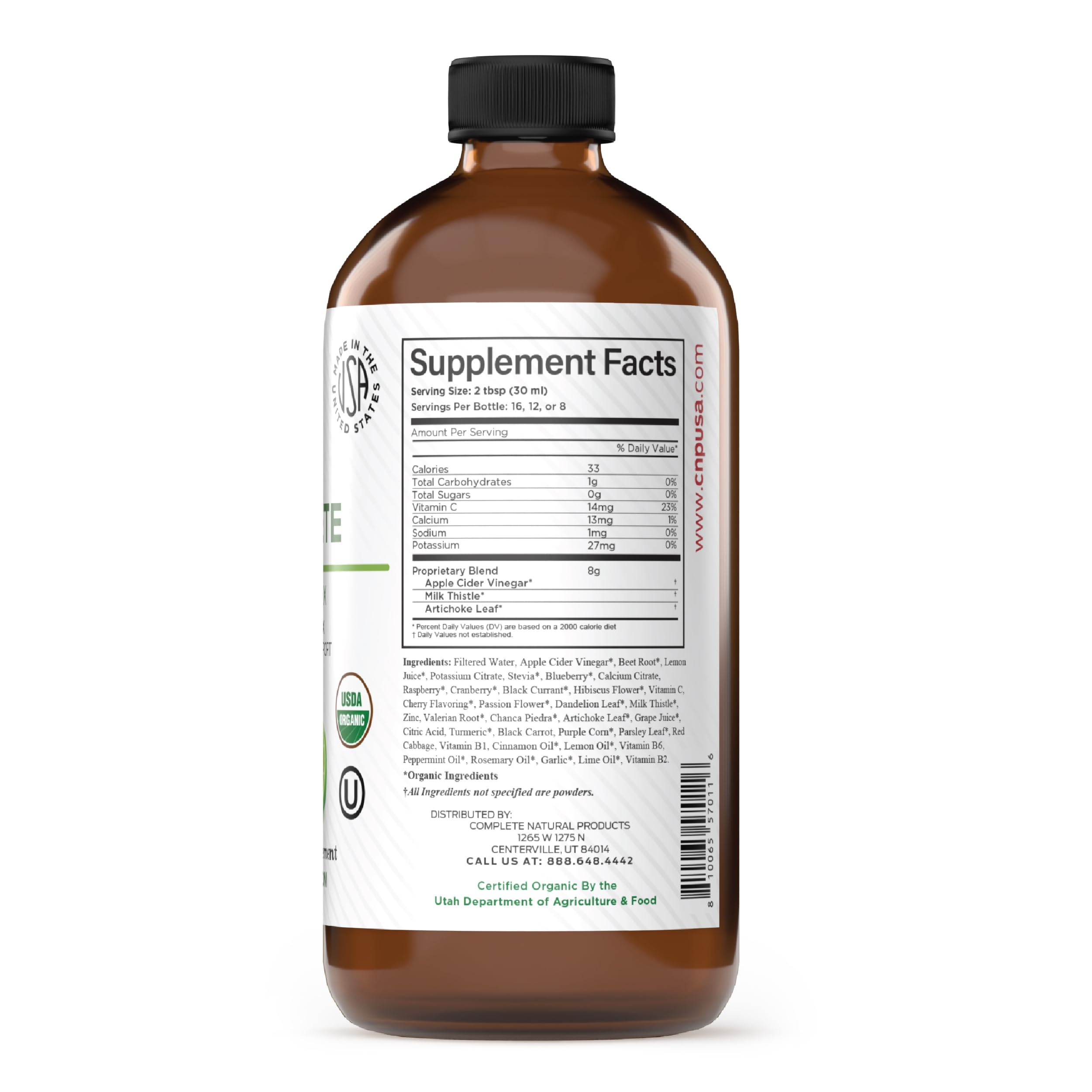 Complete Natural Products Liver Support Liquid 16oz side view