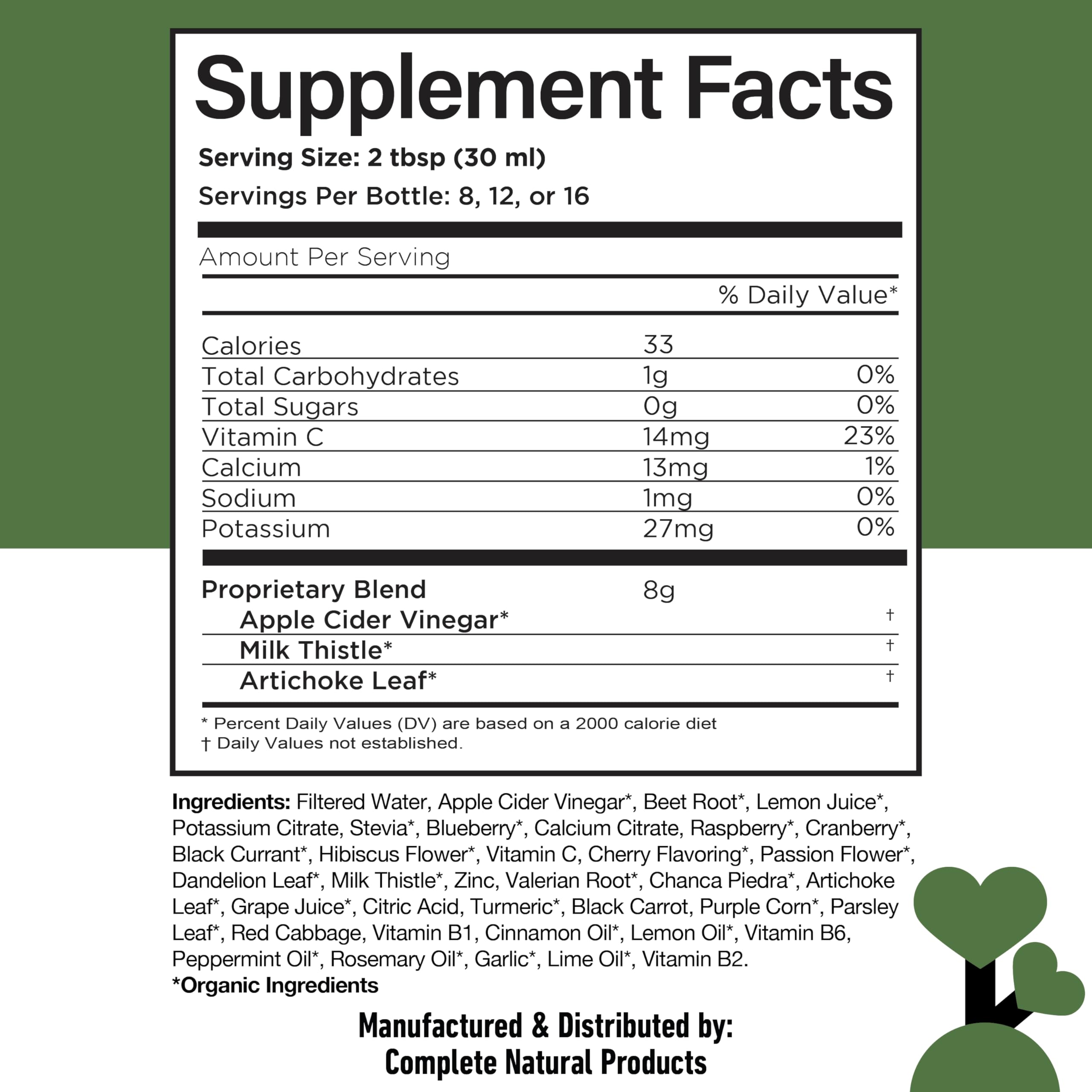 Complete Natural Products Liver Support Liquid 16oz with fresh herbs