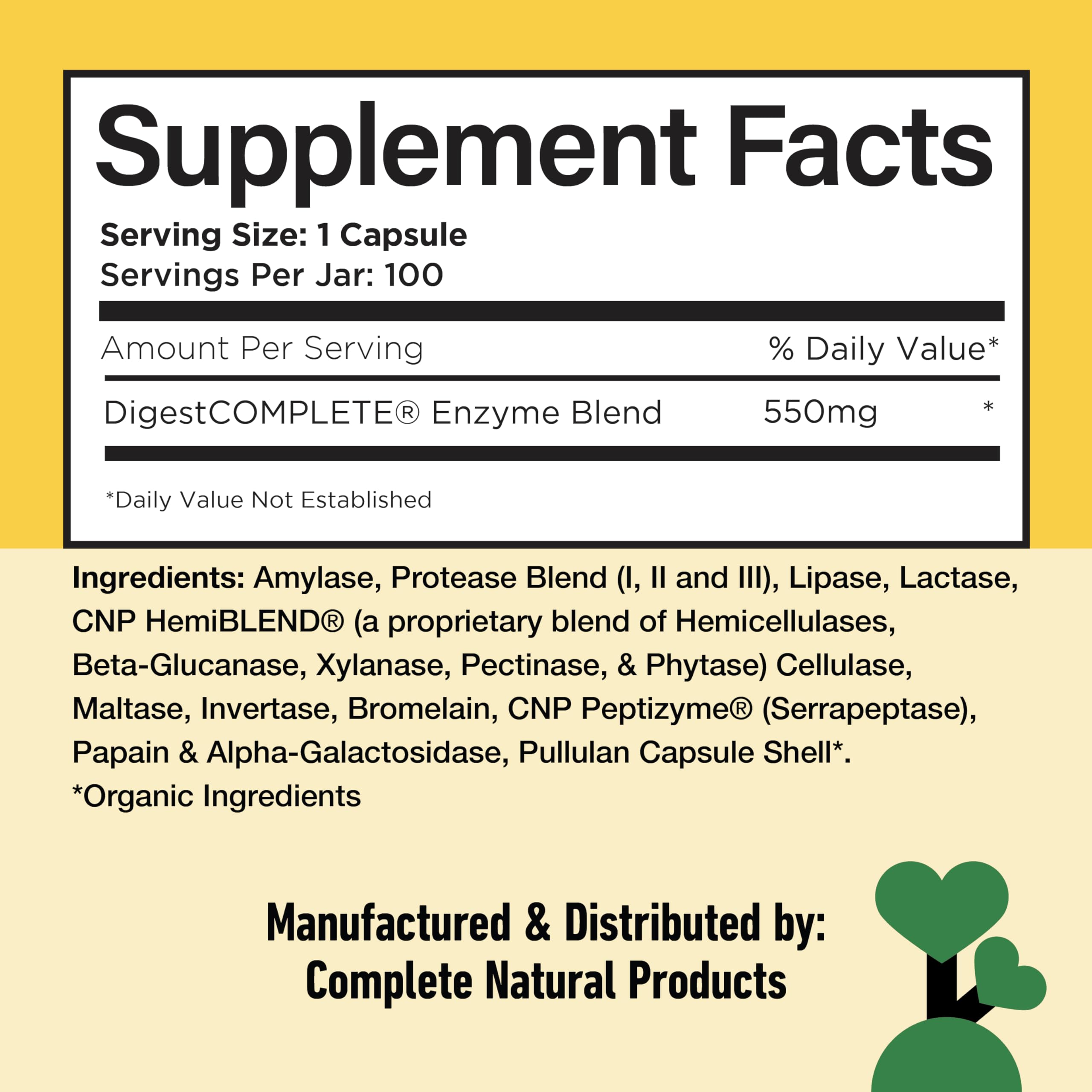 Complete Natural Products Multi-Enzymes ingredients list