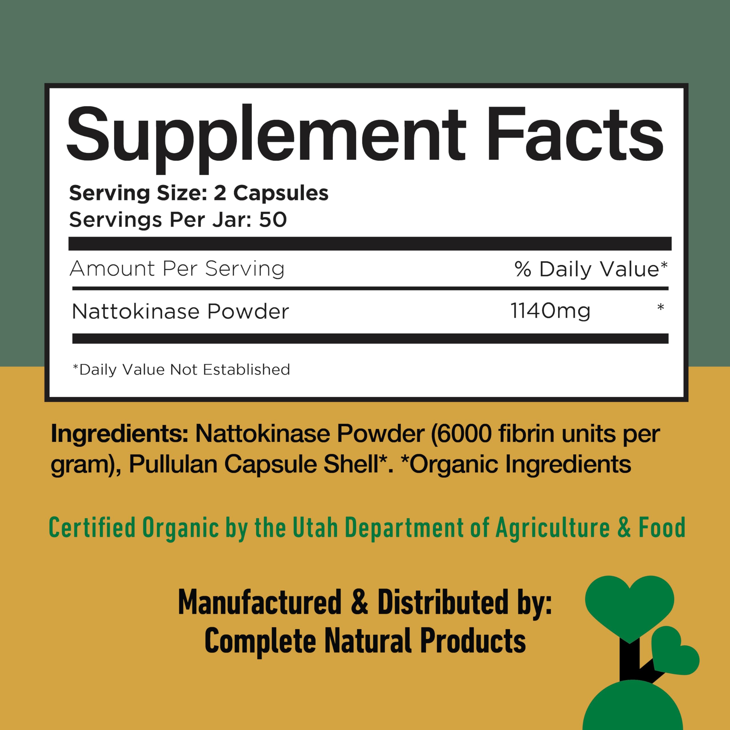 Complete Natural Products Nattokinase supplement bottle top view