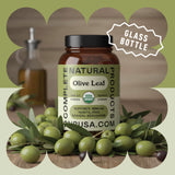 Complete Natural Products Olive Leaf Extract Capsules on a wooden table