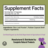 Complete Natural Products Olive Leaf Extract Capsules open bottle