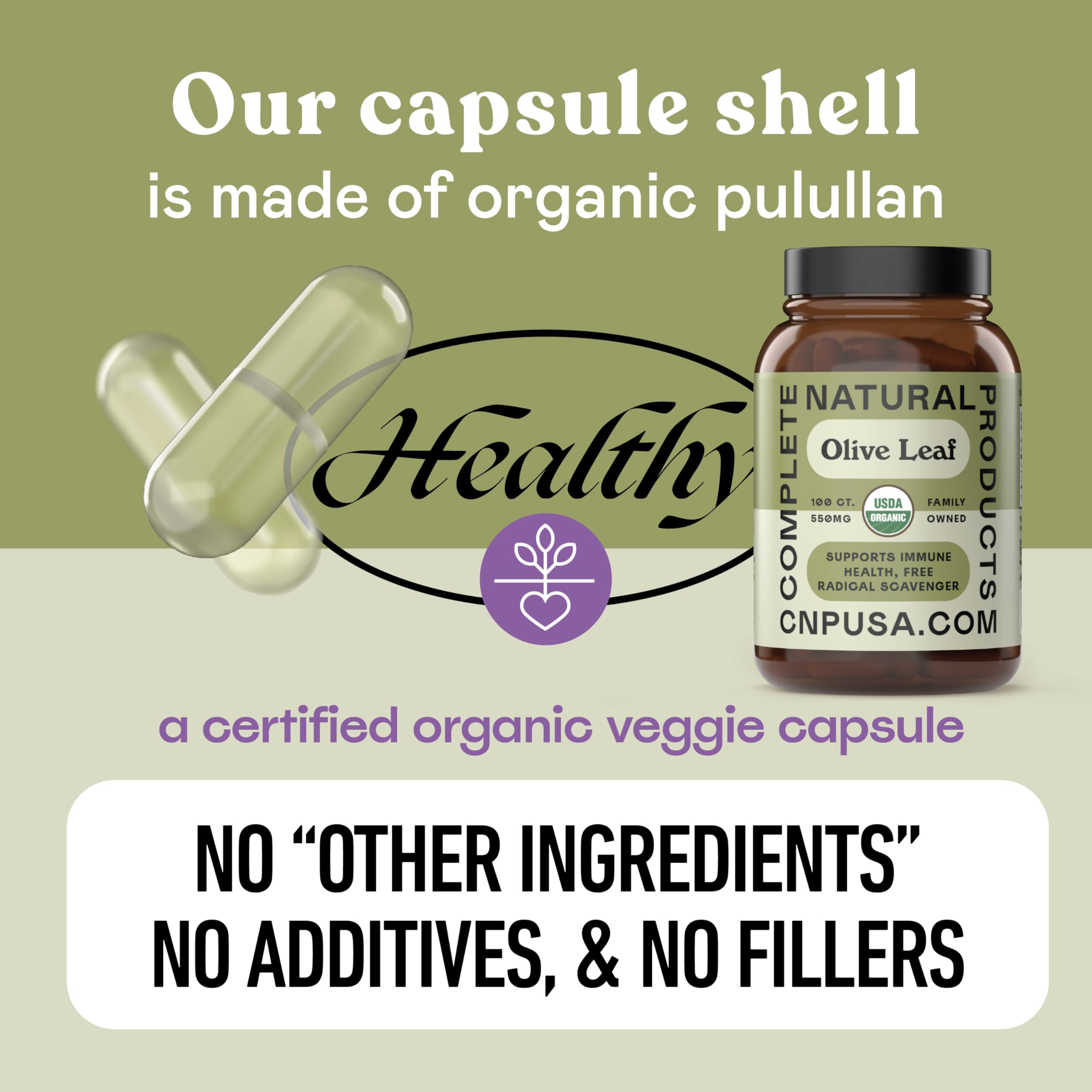 Complete Natural Products Olive Leaf Extract Capsules with organic olive leaves