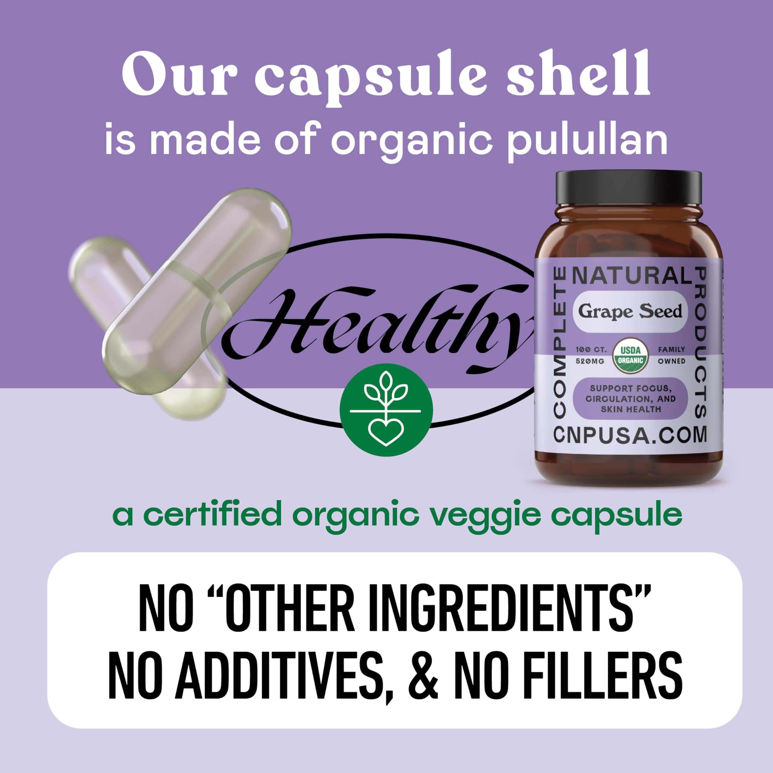 Complete Natural Products Organic Grape Seed Capsules in a kitchen setting