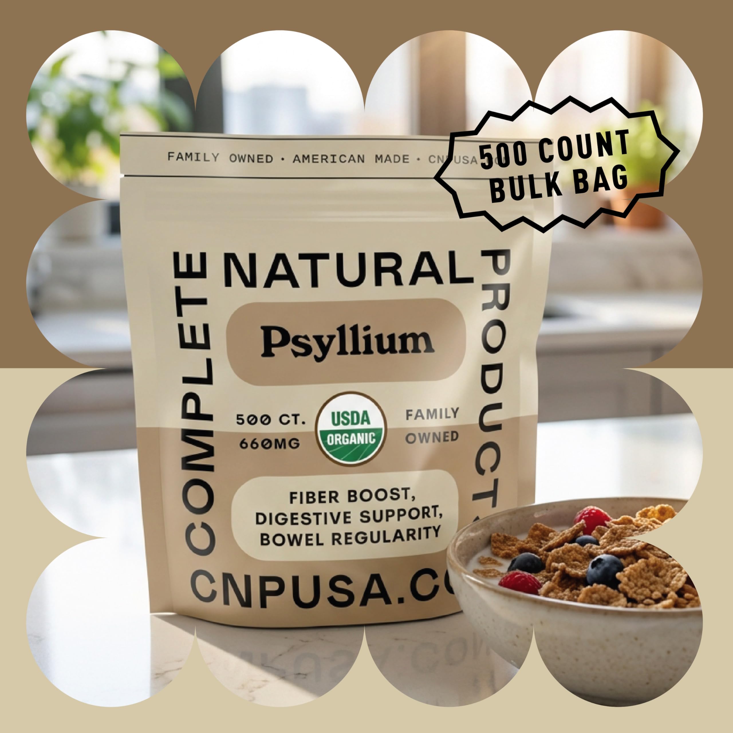 Complete Natural Products Psyllium Husk Capsules back view