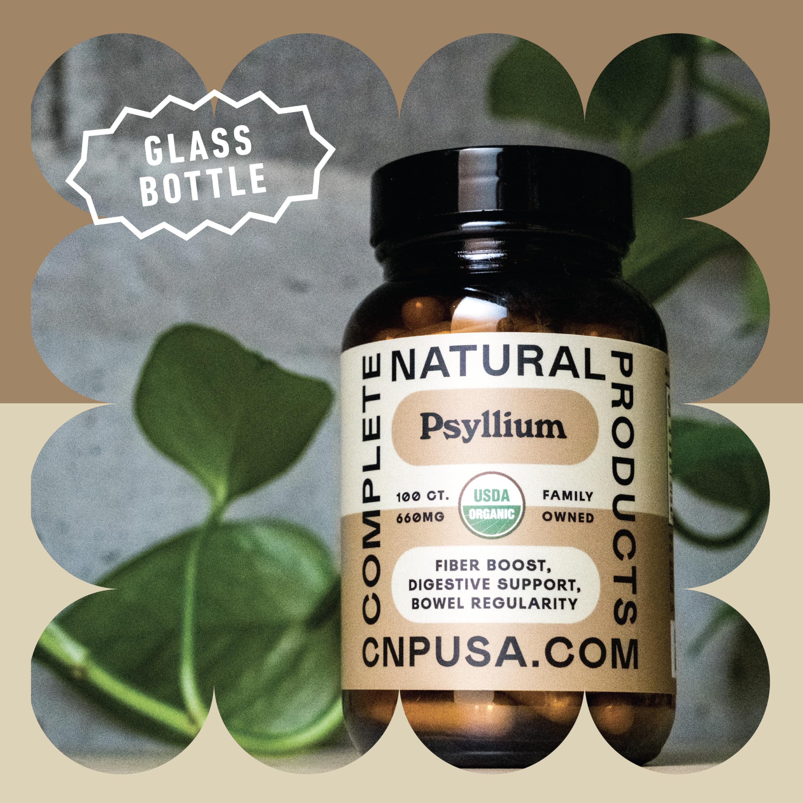 Complete Natural Products Psyllium Husk Capsules opened bottle