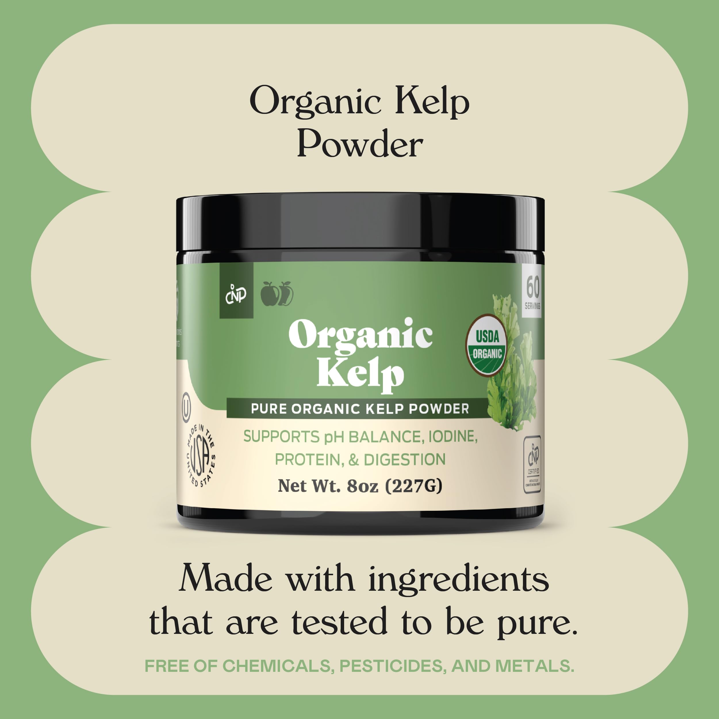 Complete Natural Products Sea Kelp Extract Powder on a wooden table