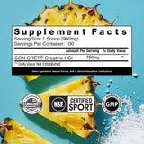 CON-CRET Creatine HCl 141g side view showing label