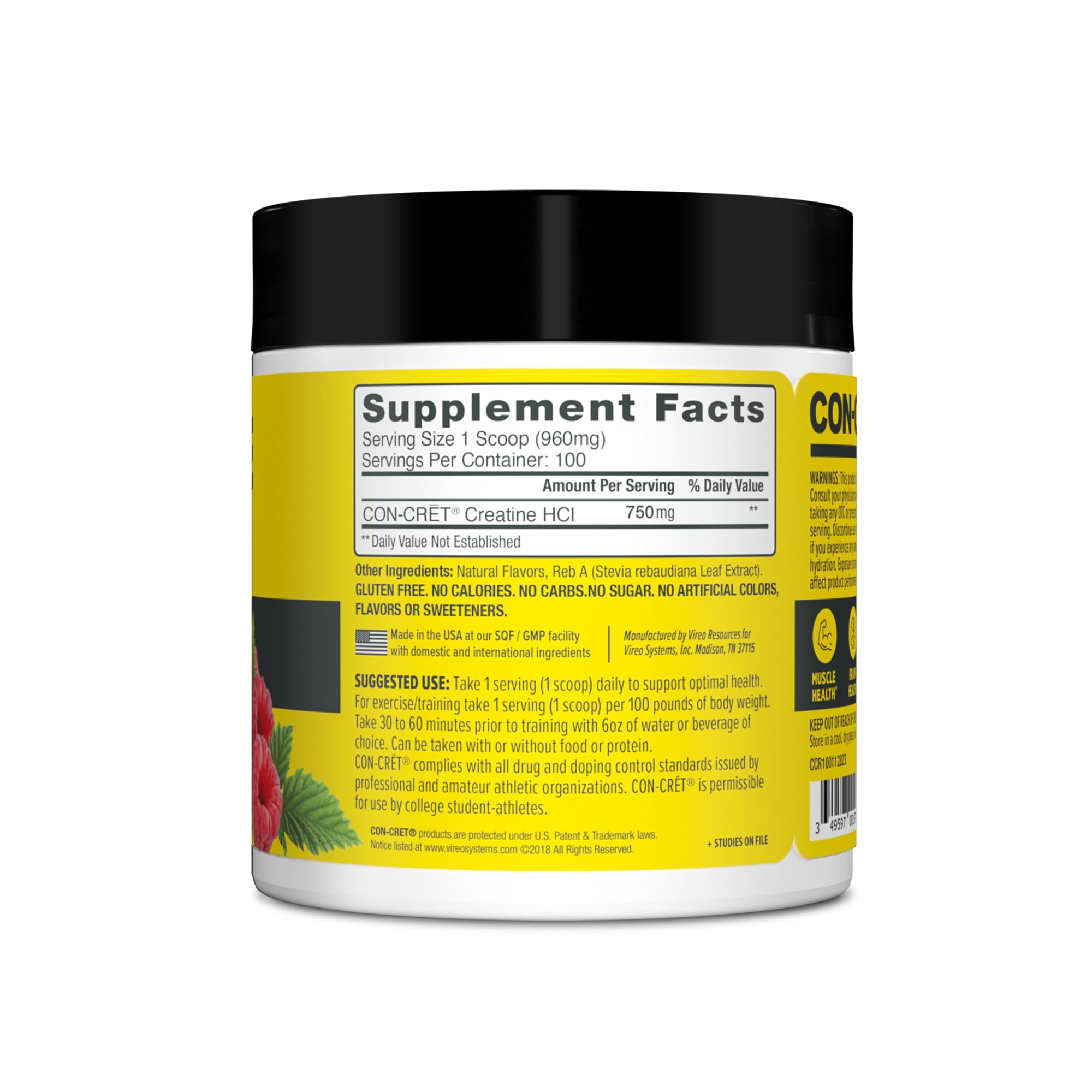 CON-CRET Creatine HCl 141g with shaker bottle