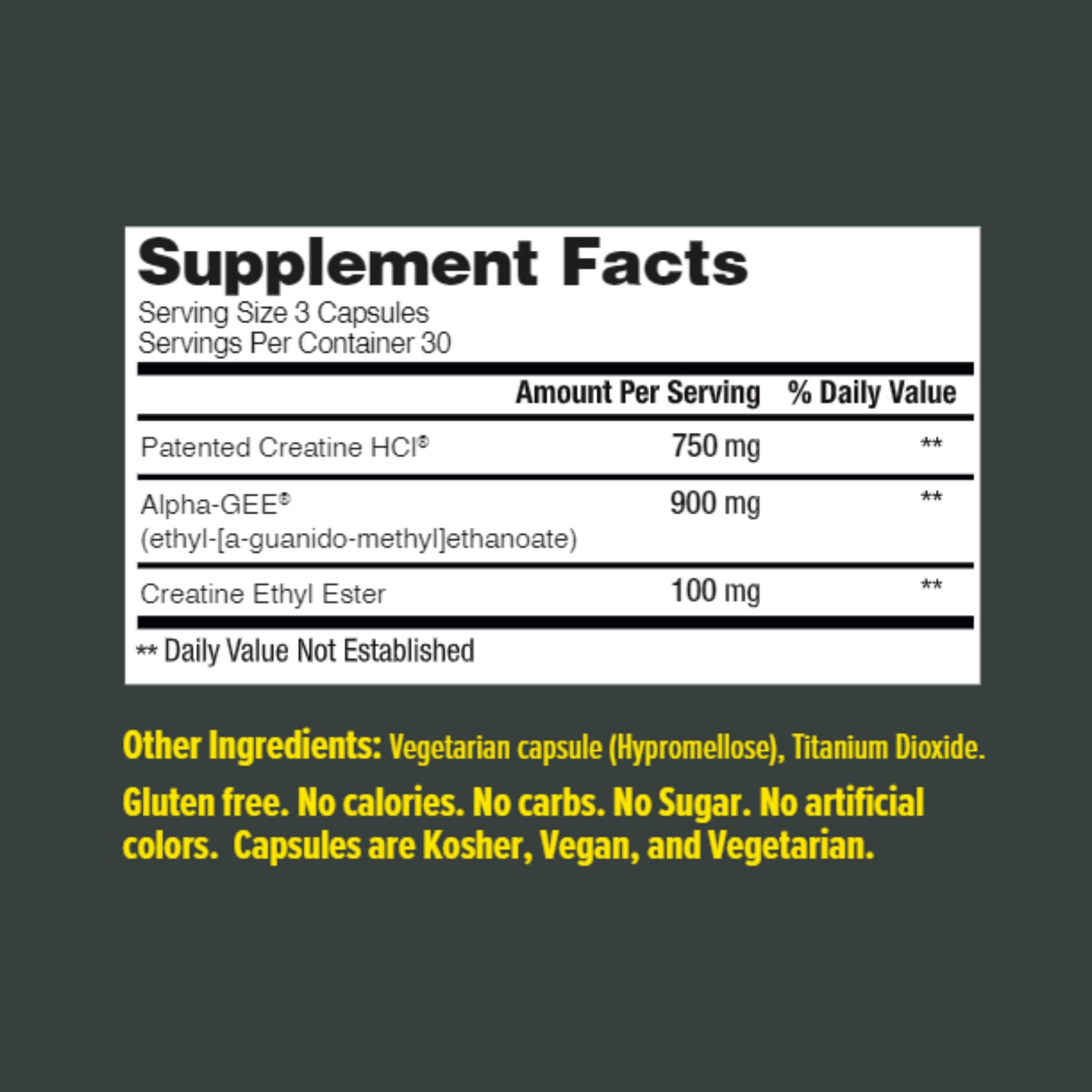 CON-CRET Creatine HCl 750mg capsules opened bottle