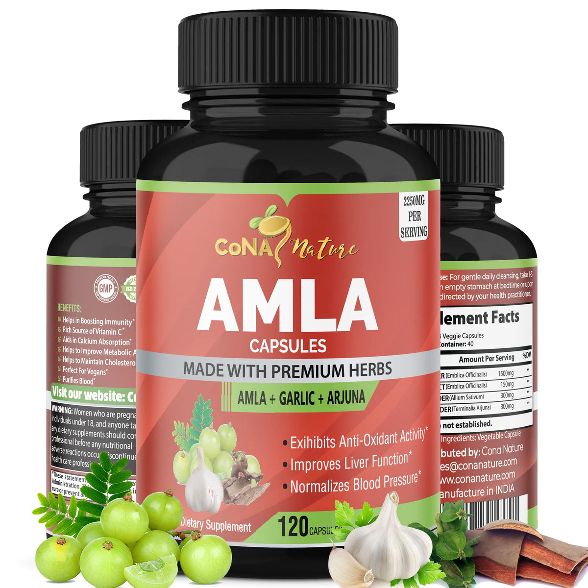 Cona Nature Amla Capsules 120 count bottle front view
