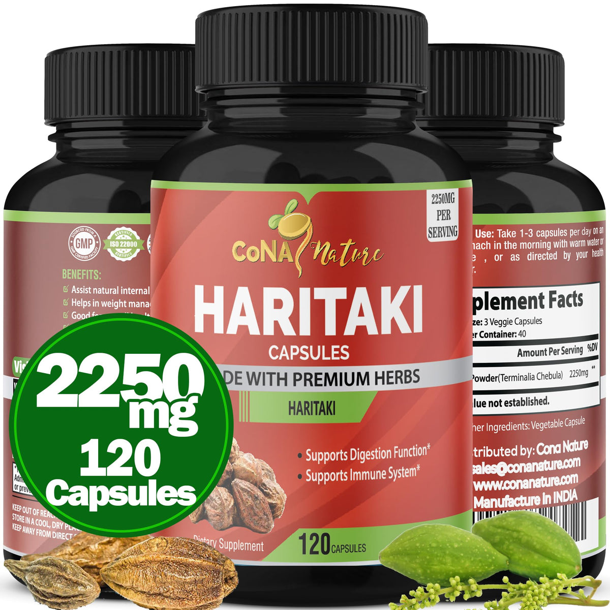 Cona Nature Haritaki Capsules bottle front view