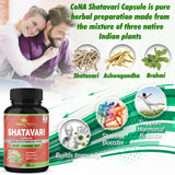 Cona Nature Shatavari Capsules 2250mg lifestyle scene with a glass of water