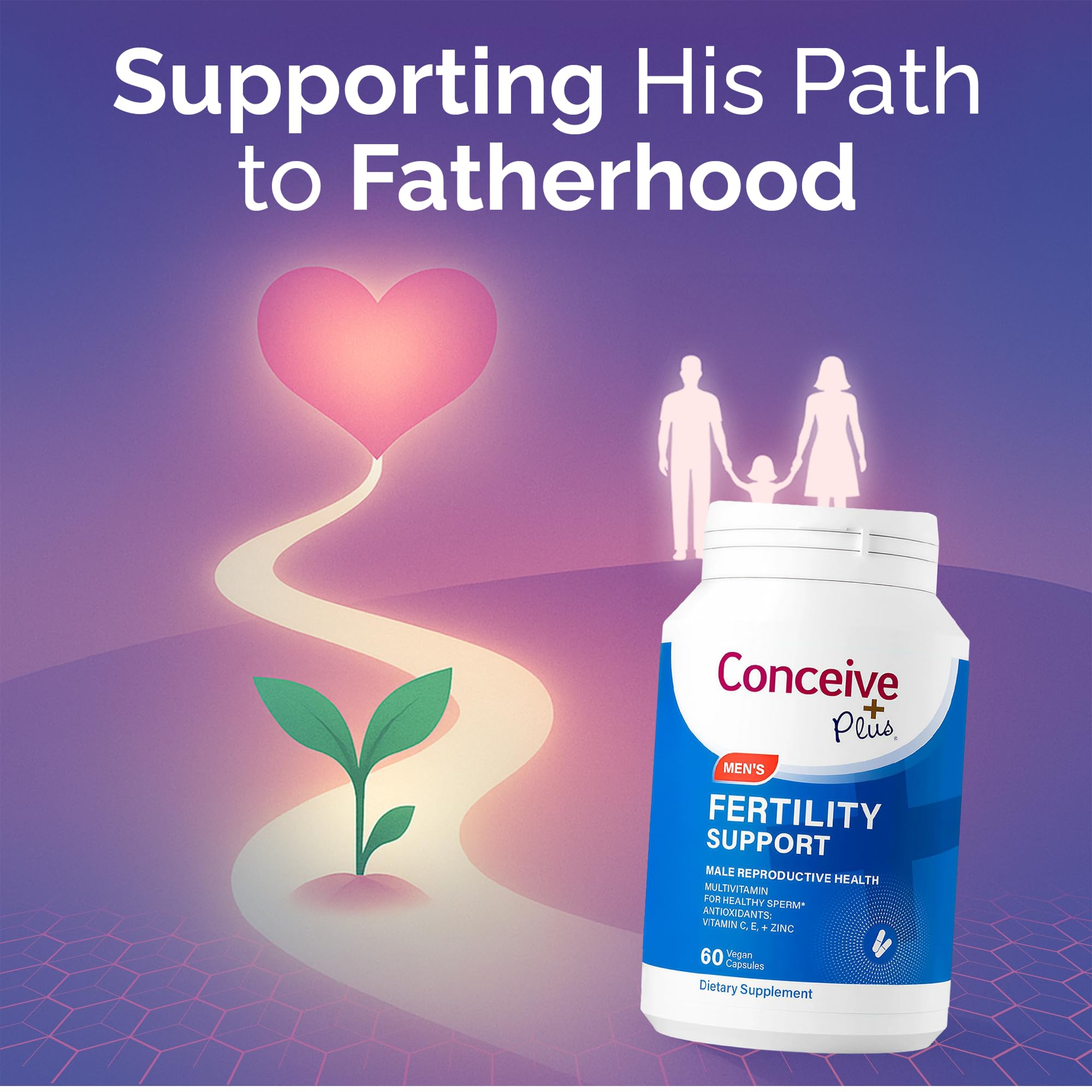 CONCEIVE PLUS Men's Fertility Support Capsules with a glass of water
