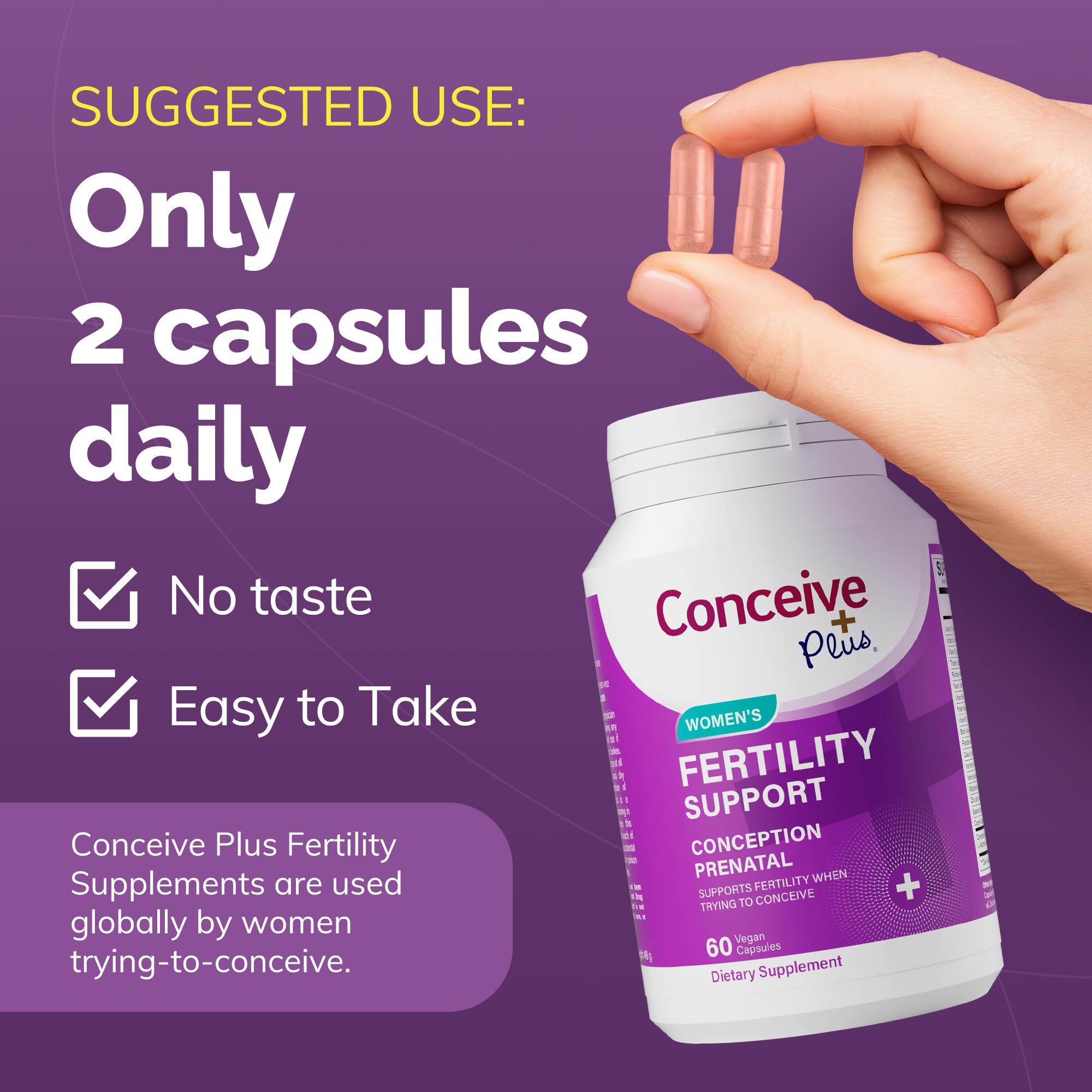 CONCEIVE PLUS Prenatal Vitamins 60 Capsules on a wooden table
