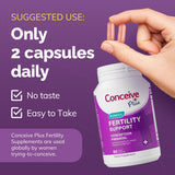 CONCEIVE PLUS Prenatal Vitamins 60 Capsules on a wooden table