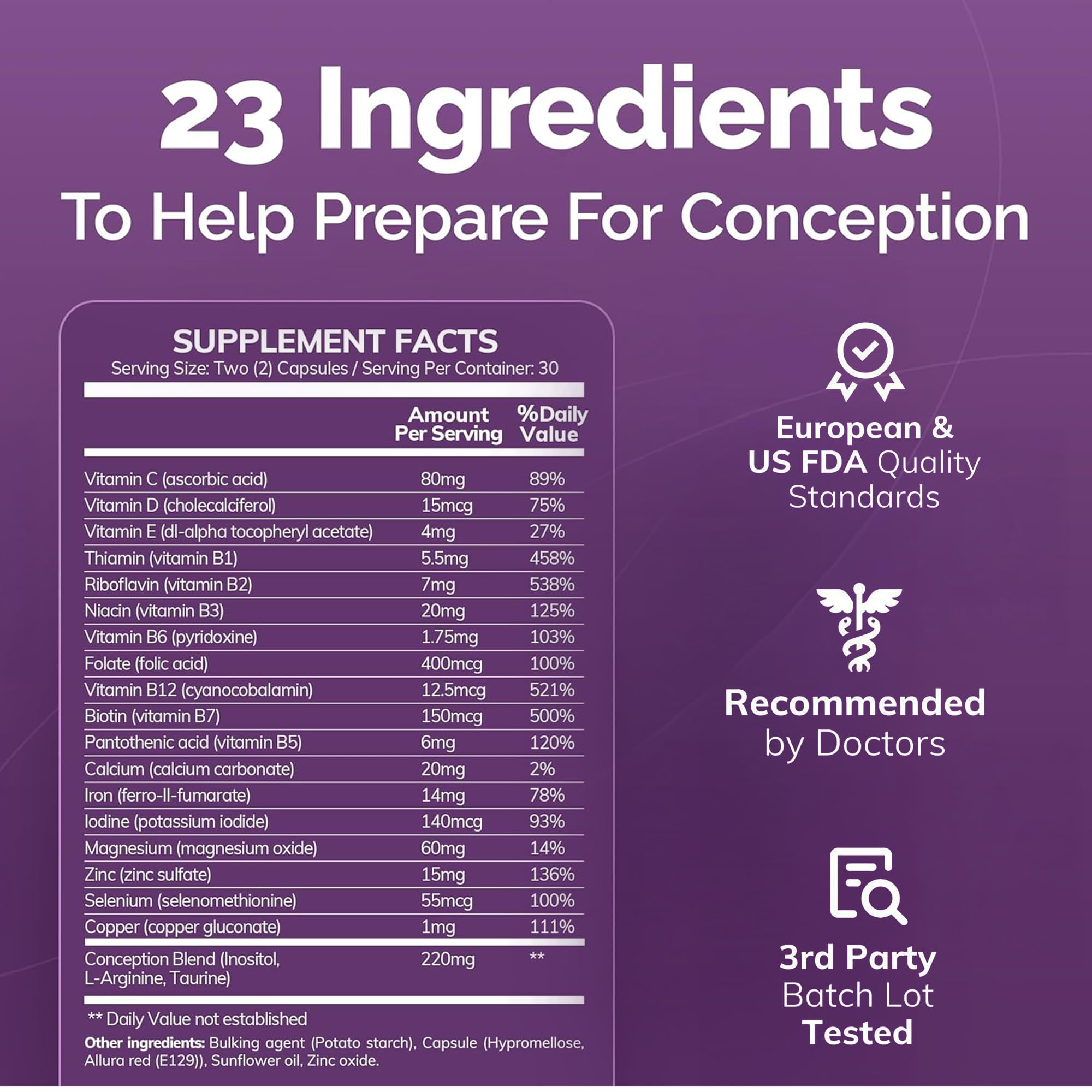 CONCEIVE PLUS Prenatal Vitamins 60 Capsules side view