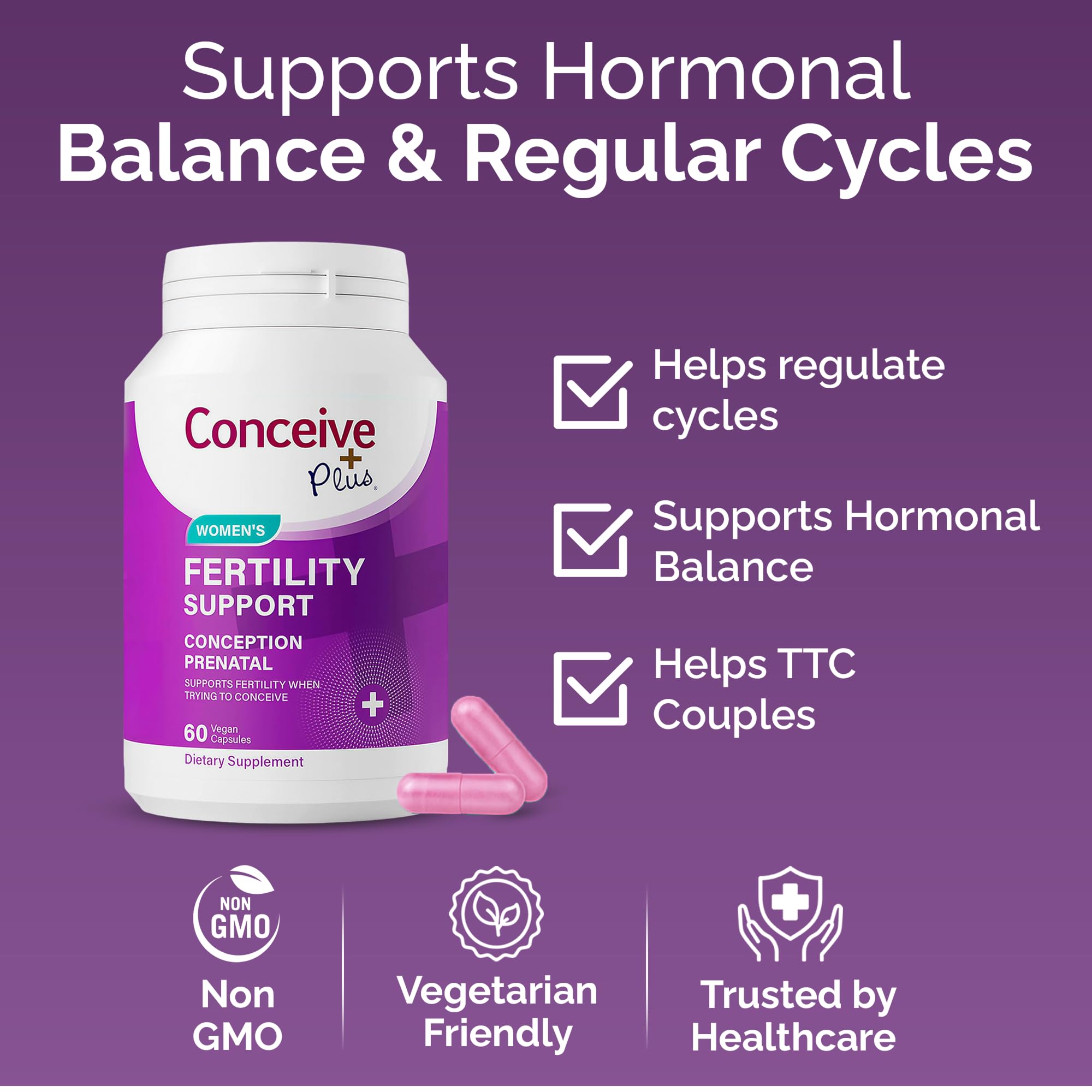 CONCEIVE PLUS Prenatal Vitamins 60 Capsules with measuring spoon