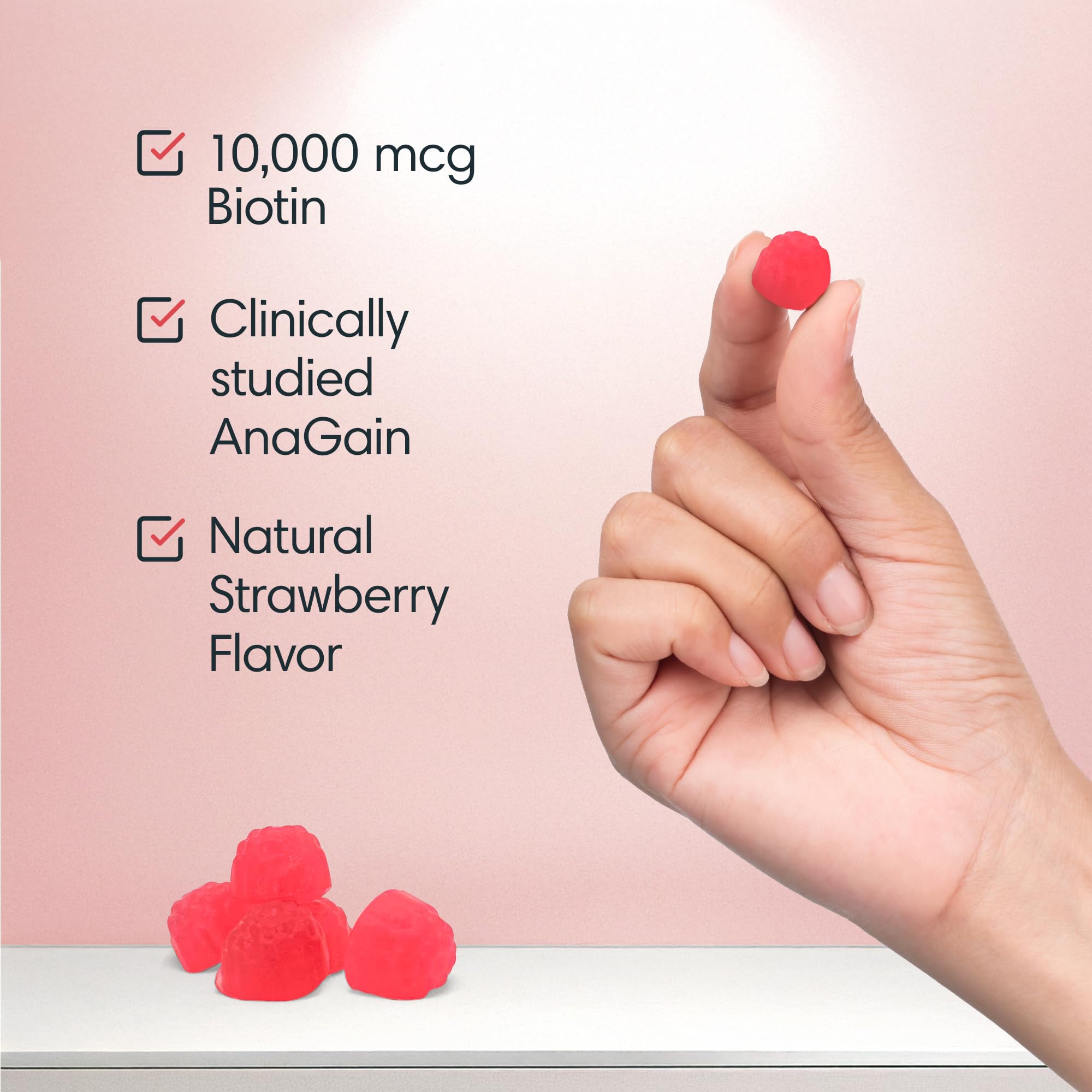 Consult Health Biotin GAIN Gummies with a measuring spoon for serving size