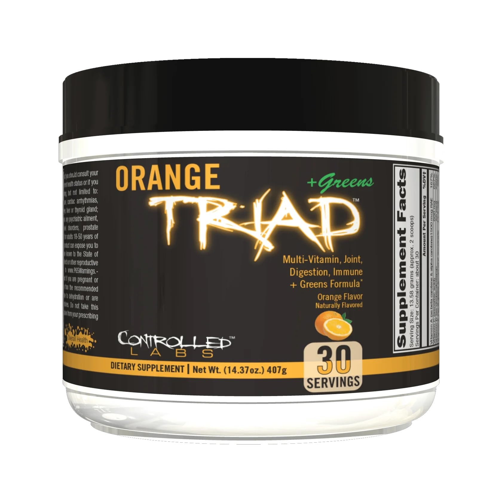 CONTROLLED LABS Orange Triad + Greens multivitamin front view