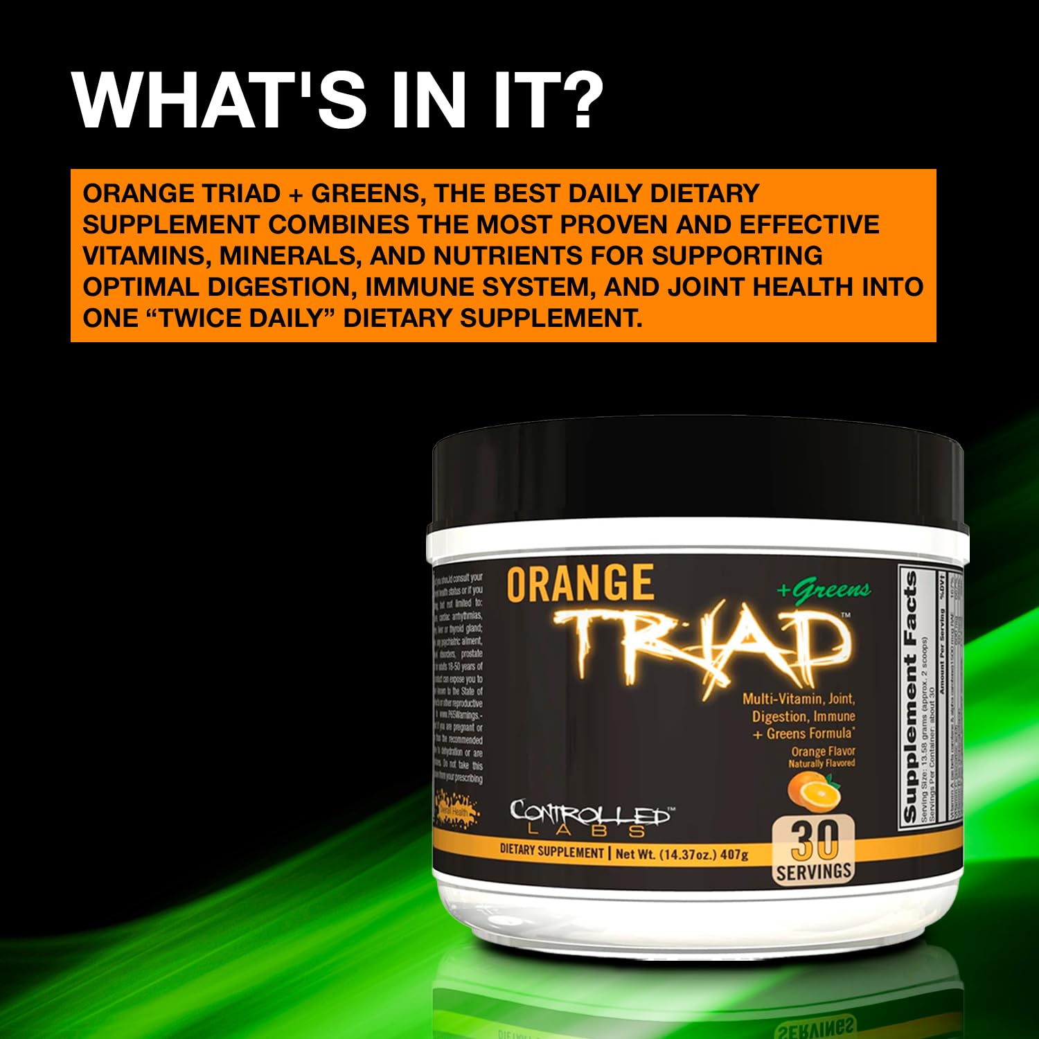 CONTROLLED LABS Orange Triad + Greens multivitamin ingredients list