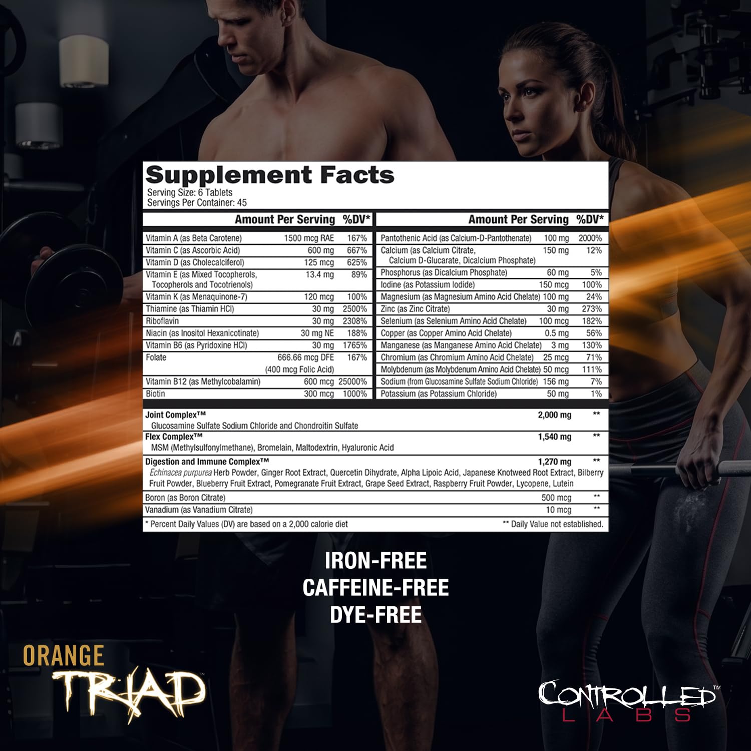 CONTROLLED LABS Orange Triad Multivitamin tablets close-up