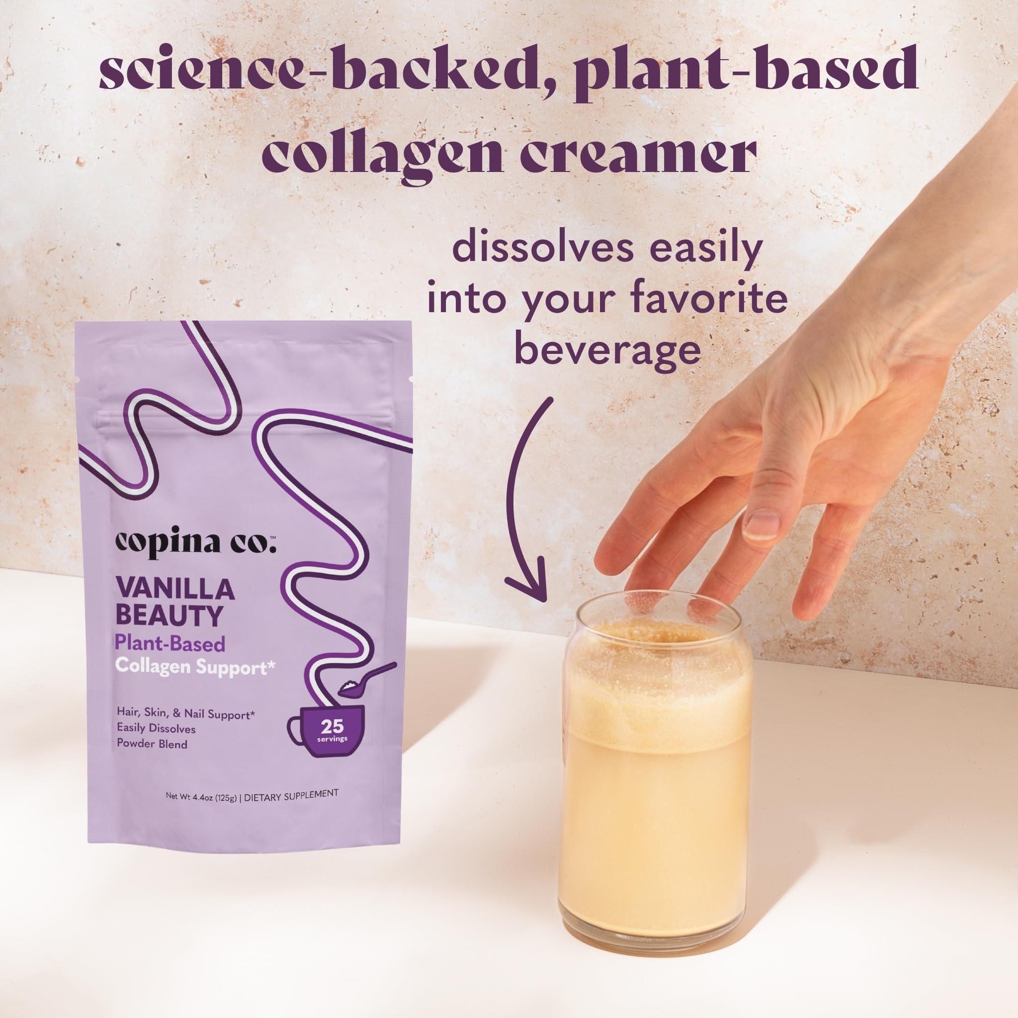 Copina Co. Vegan Collagen Support Creamer 125g Vanilla packaging