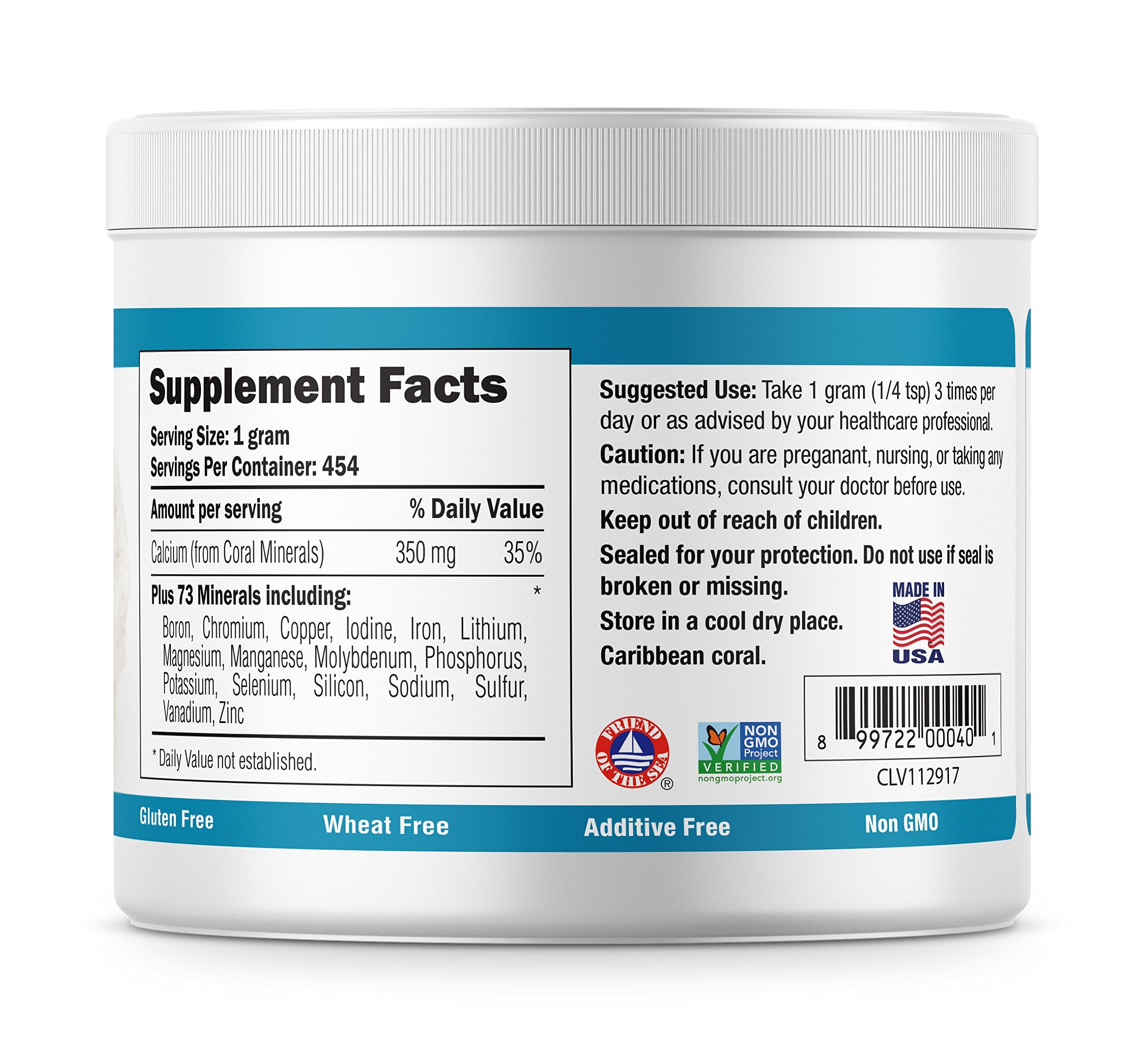 Coral White Coral Calcium EcoPure Powder with a glass of water