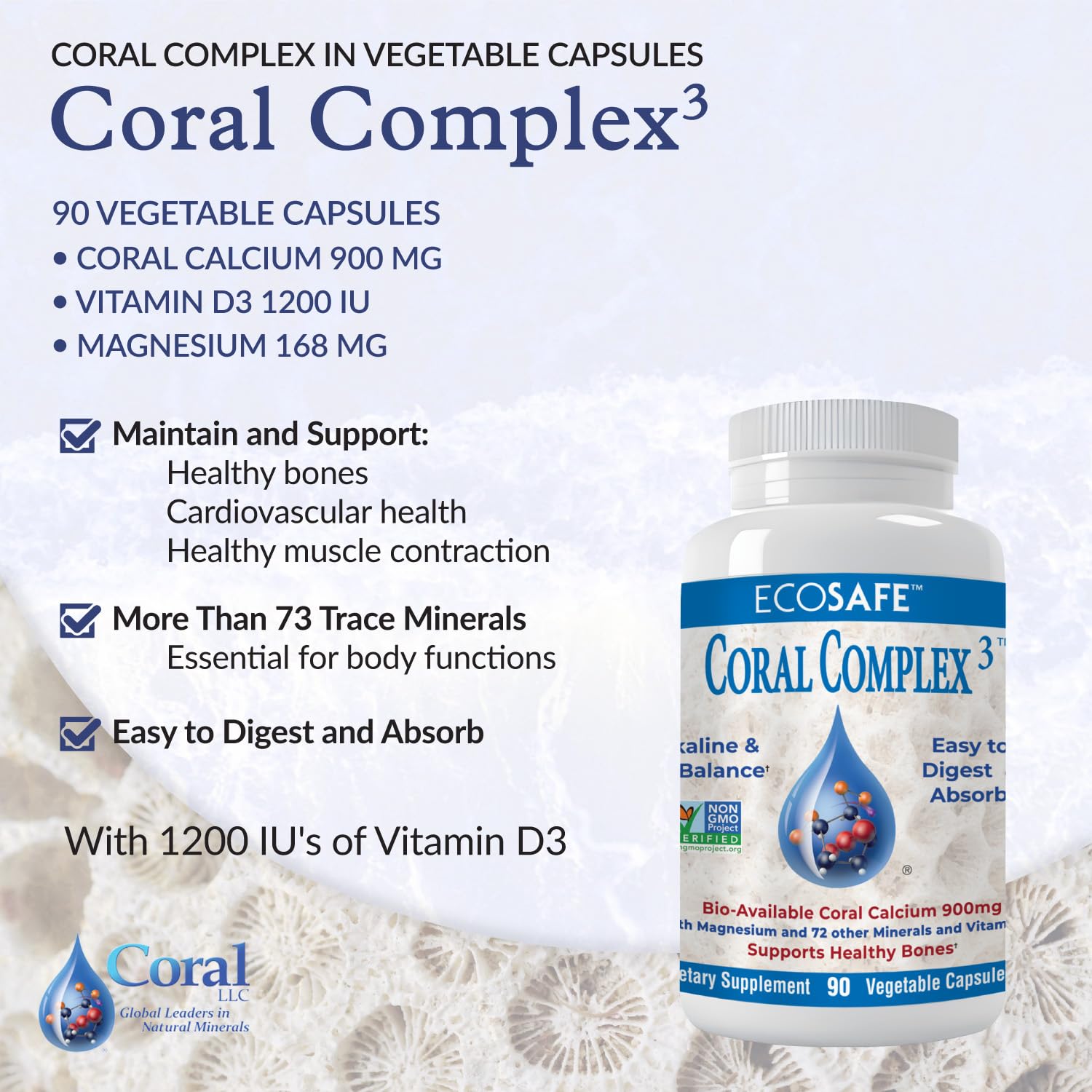 Coral White Coral Complex 3 supplement capsules in a white background