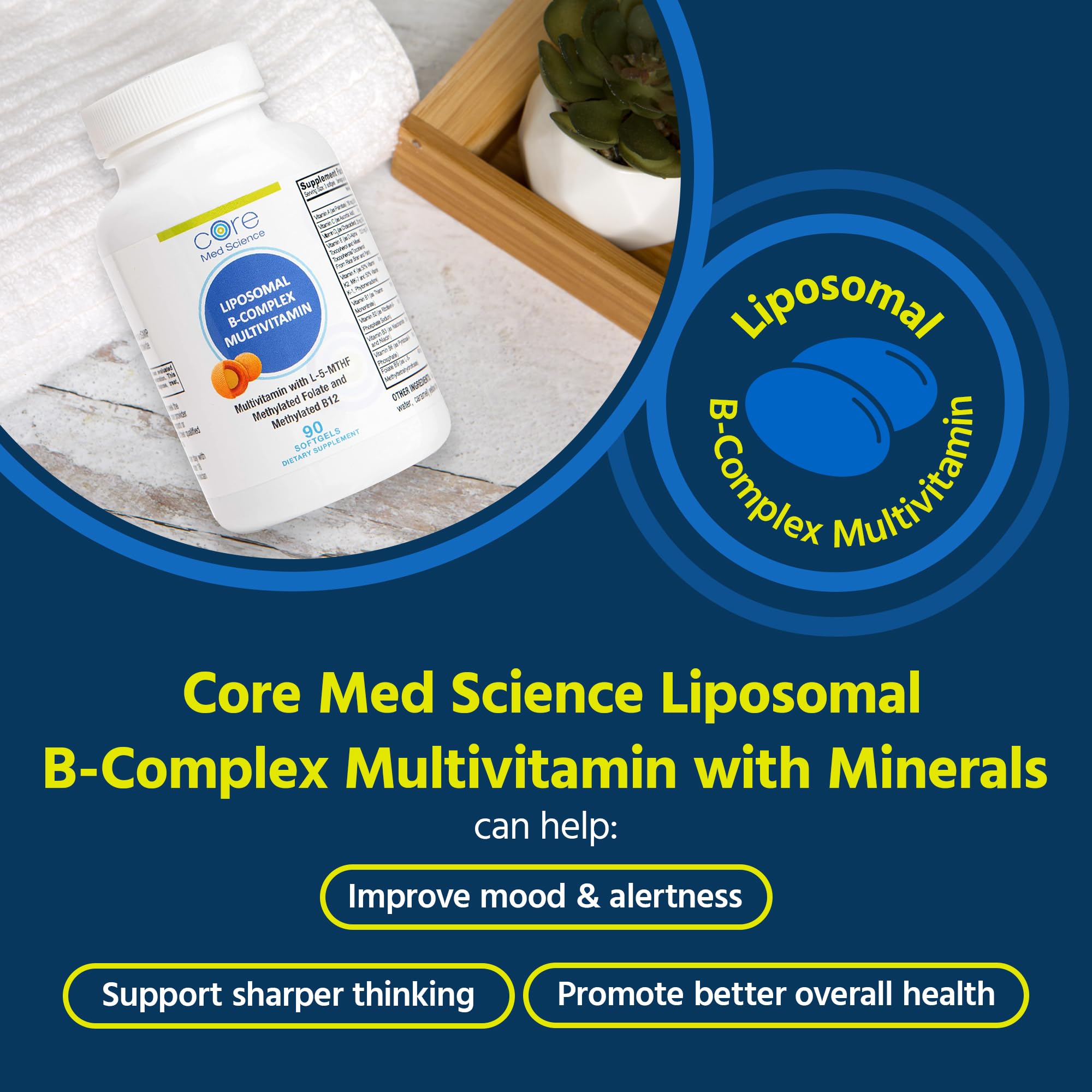 Core Med Science Liposomal Active B-Complex Multivitamin bottle side view