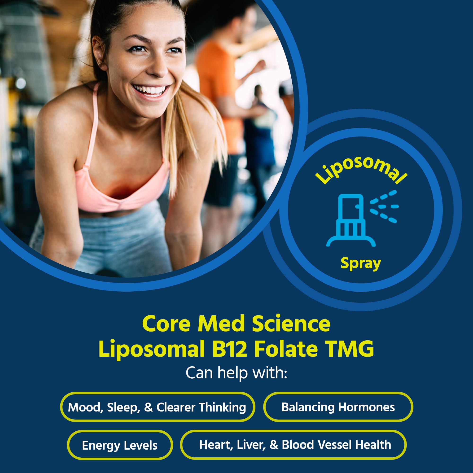 Core Med Science Liposomal B12 Folate TMG liquid spray bottle side view