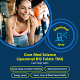 Core Med Science Liposomal B12 Folate TMG liquid spray bottle side view