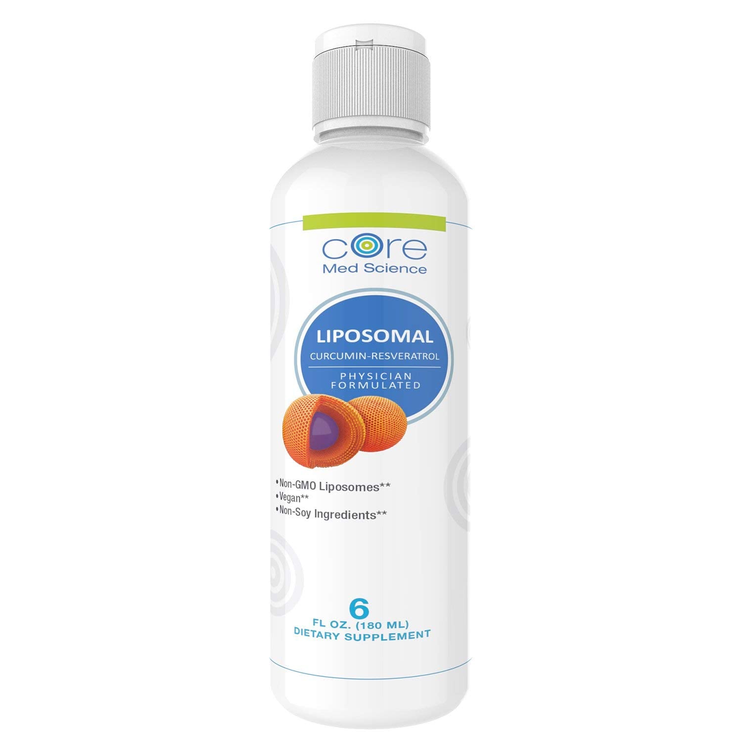 Core Med Science Liposomal Curcumin + Resveratrol 6 fl. oz. front view