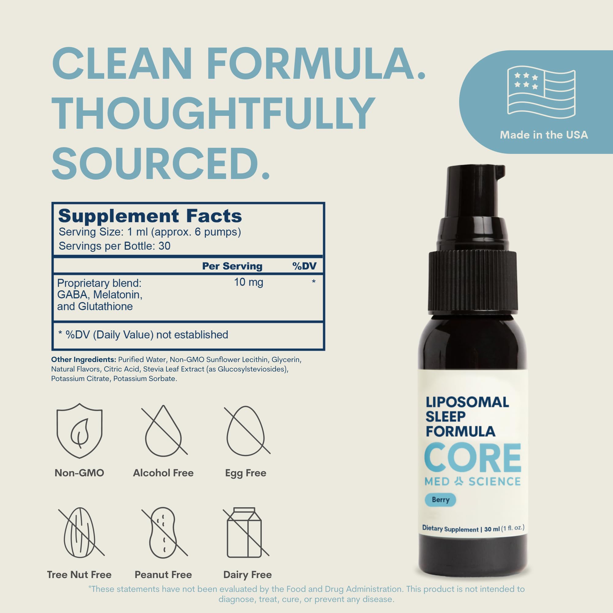 Core Med Science Liposomal Sleep Spray 1 Fl Oz side view