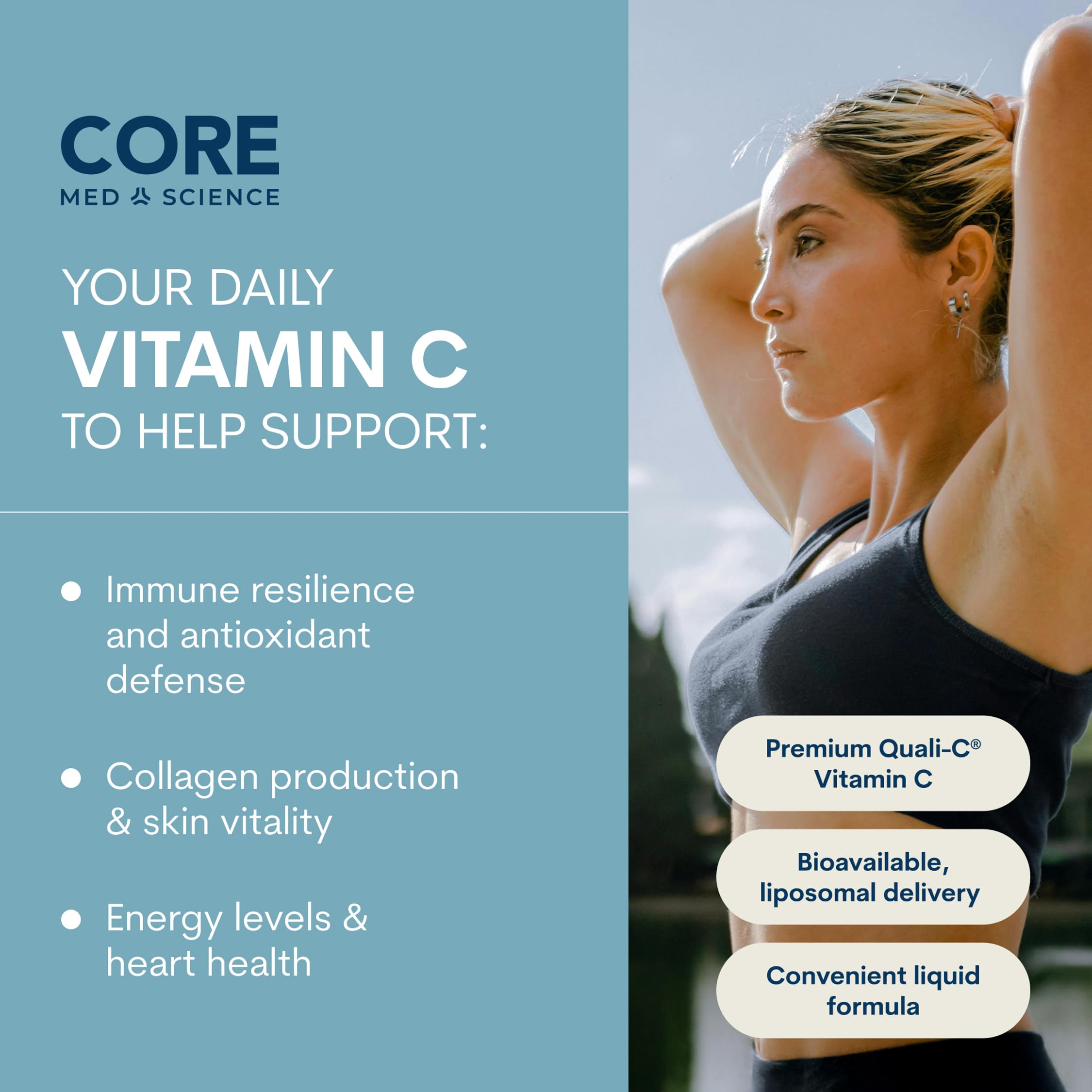 Core Med Science Liposomal Vitamin C 5 fl. oz. bottle side view