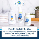 Core Med Science Liposomal Vitamin C Softgels on a wooden table