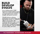 Core Nutritionals Creatine Monohydrate 400g back view with nutritional information
