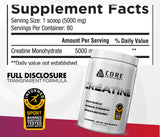 Core Nutritionals Creatine Monohydrate 400g side view