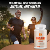 Core Strength Advanced Pills Capsule capsules on a wooden surface
