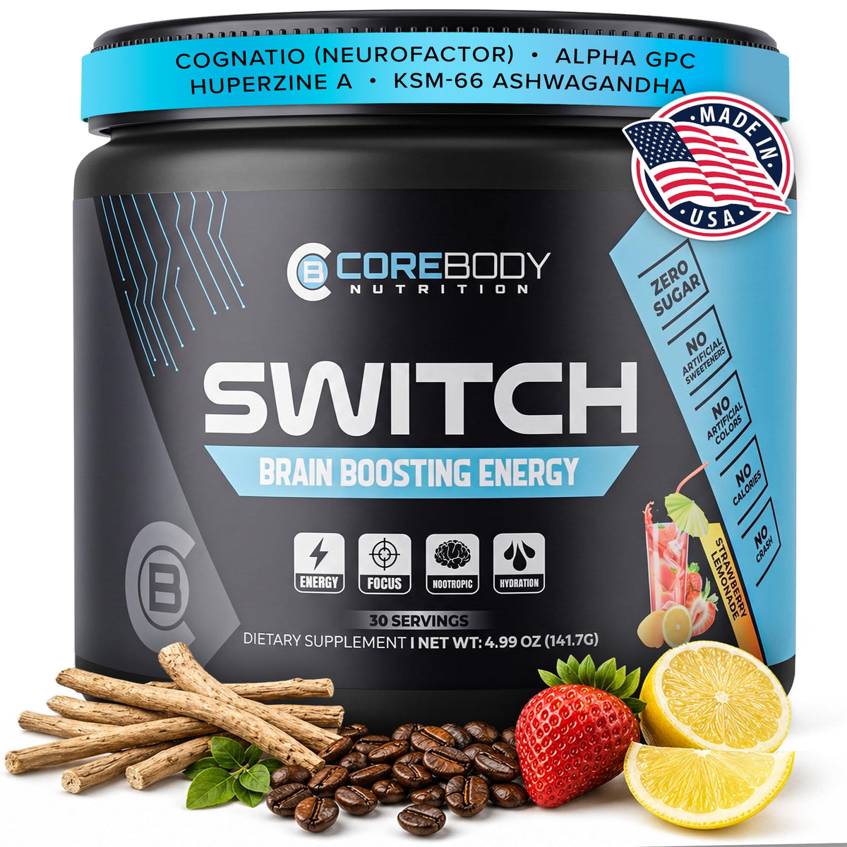 CoreBody Nutrition Switch Nootropic Powder front view
