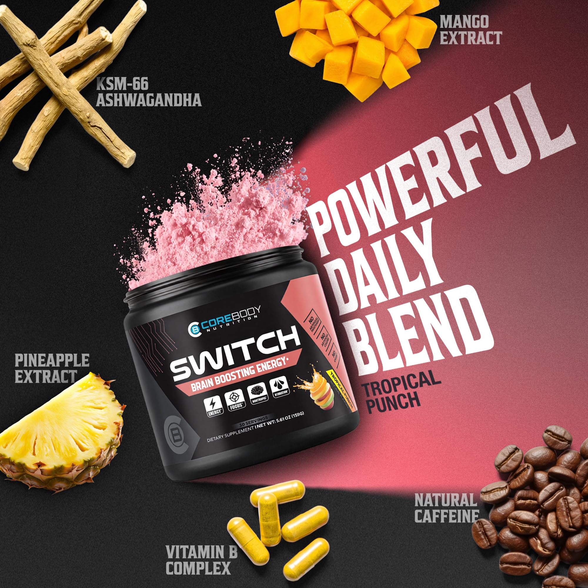CoreBody Nutrition Switch Nootropic Powder ingredients list